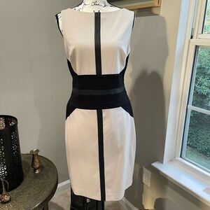 RALPH LAUREN 12 Color Block Beige Sheath Dress